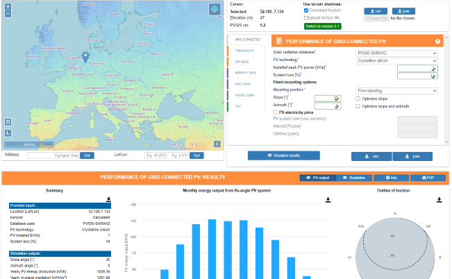Photovoltaic Geographical Information System (PVGIS) by the European Commission